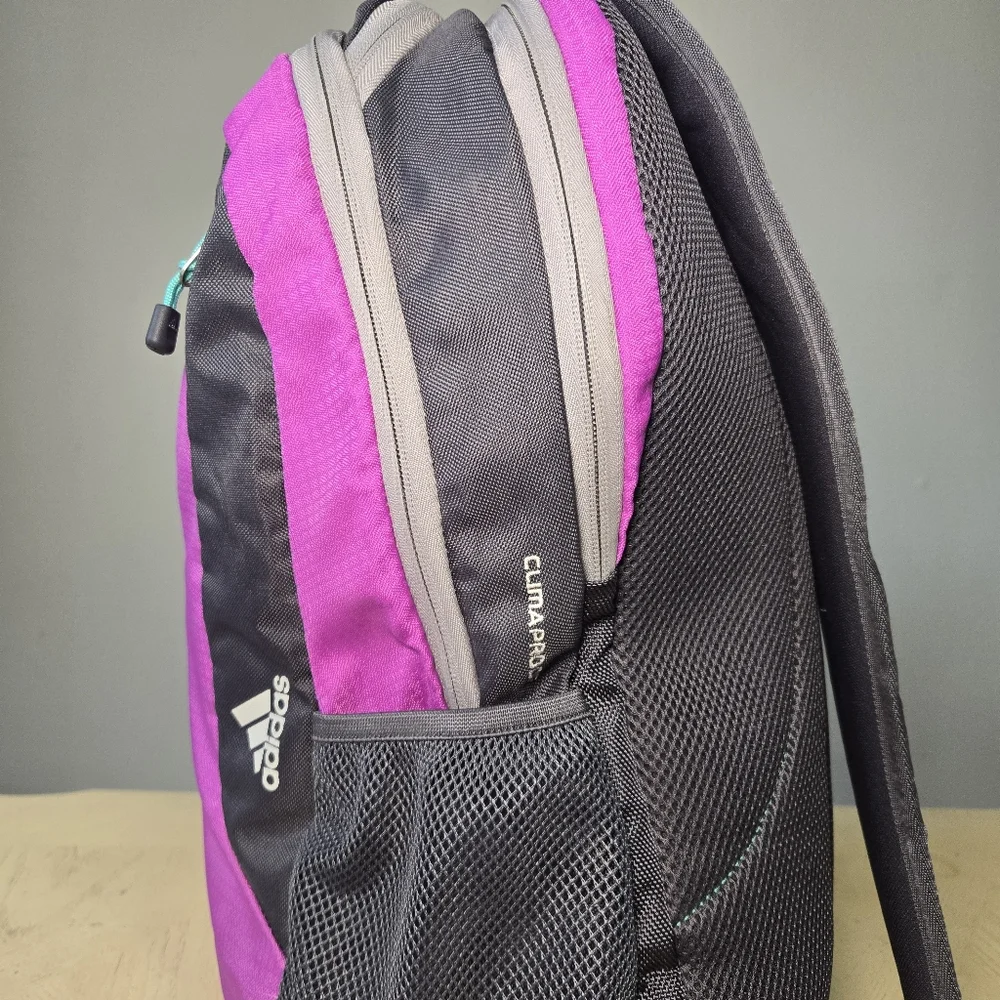 adidas UltraRIDE ClimaProof Backpack Purple Grey Daypack Hiking School Laptop - Picture 4 of 8